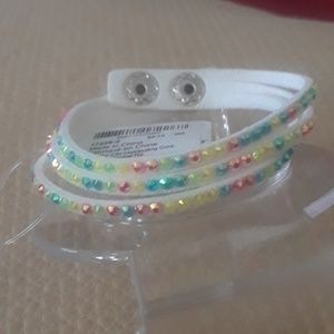 Claire's Accessories - Rainbow rhinestone leather bracelet. Bx20-2017 Claire's Accessories - Rainbow rhinestone leather bracelet. Bx20-2017
